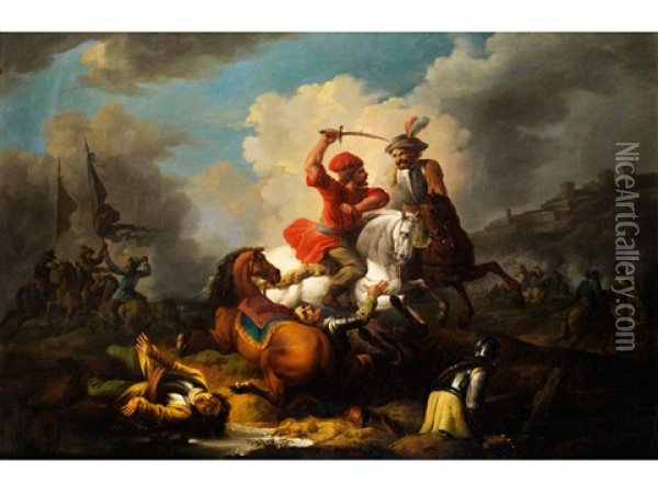 Schlachtenszene Aus Den Turkenkriegen Oil Painting - Francesco Giuseppe Casanova