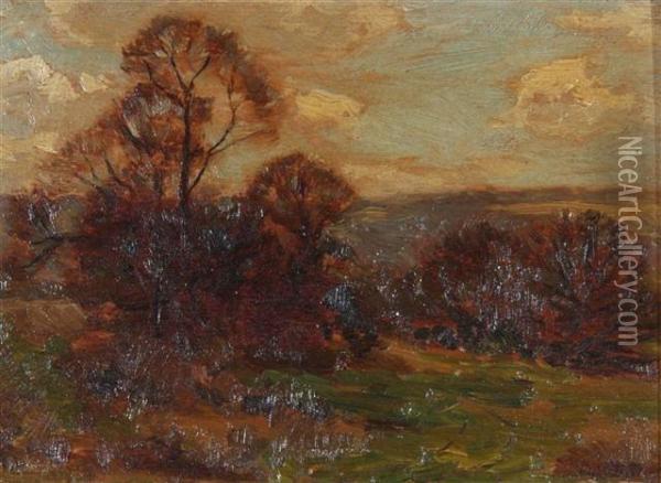 Landscape With Trees Oil Painting - Joseph Barnard Davis