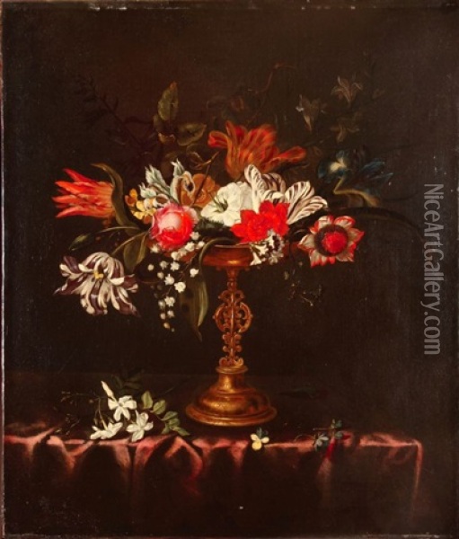 Natura Morta Con Fiori In Vaso Oil Painting - Jacob Marrel