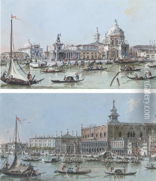 View Of The Doge's Palace And The Riva Degli Schiavoni Oil Painting - Giacomo Guardi