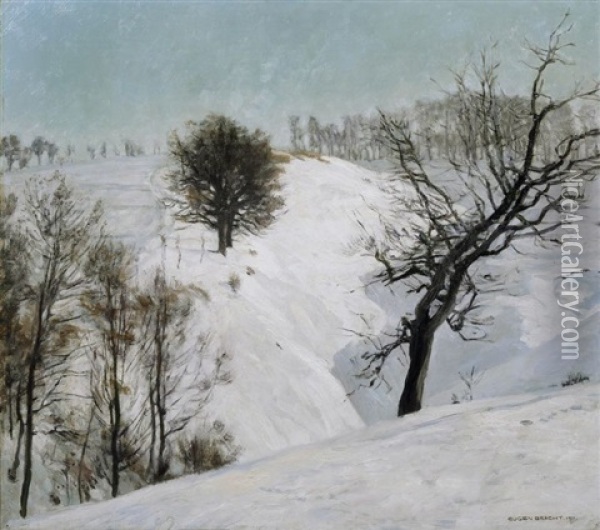 Verschneite Felder (wechselburg An Der Mulde) Oil Painting - Eugen Felix Prosper Bracht