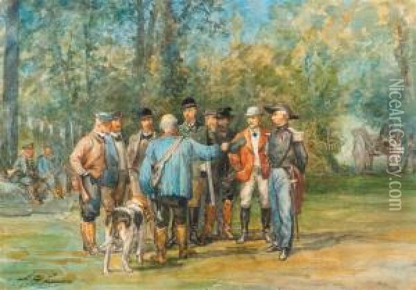 Company Of Riders. Oil Painting - Charles Olivier De Penne