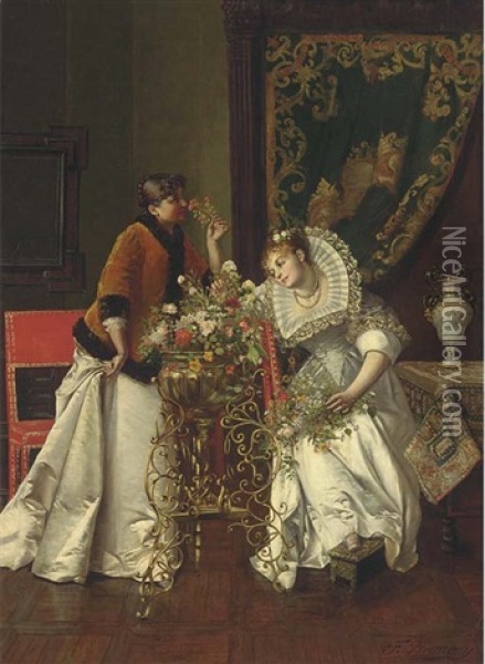 The Flower Arrangers Oil Painting - Francois Brunery