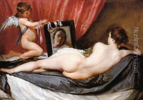 A Venus at Her Mirror Oil Painting - Diego Rodriguez de Silva y Velazquez