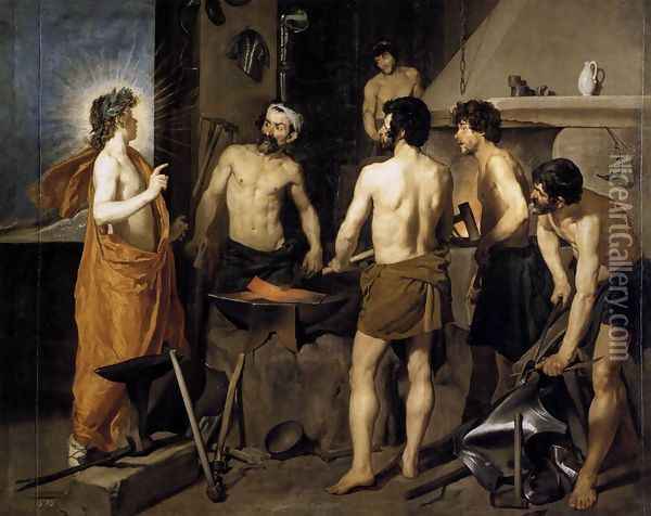 The Forge of Vulcan 1630 Oil Painting - Diego Rodriguez de Silva y Velazquez