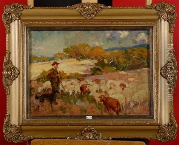 Berger Et Son Troupeau Oil Painting - Jacques Madyol
