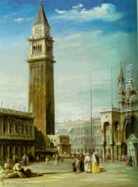 The Piazza San Marco, Venice Oil Painting - Edward Pritchett