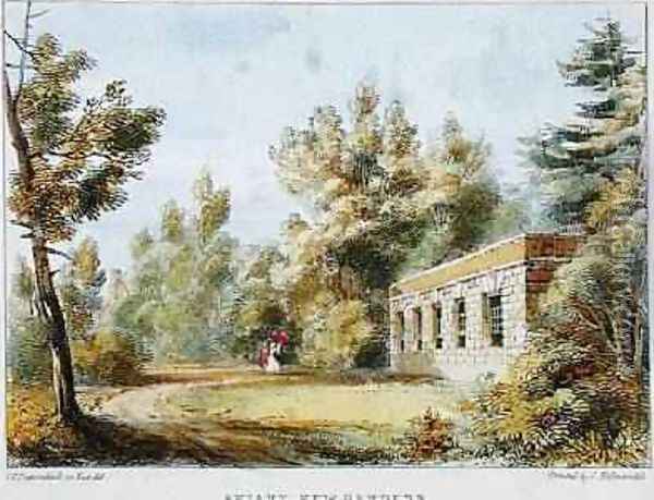 Aviary, Kew Gardens, plate 10 from Kew Gardens A Series of Twenty-Four Drawings on Stone, engraved by Charles Hullmandel 1789-1850 published 1820 Oil Painting - Papendiek, George Ernest