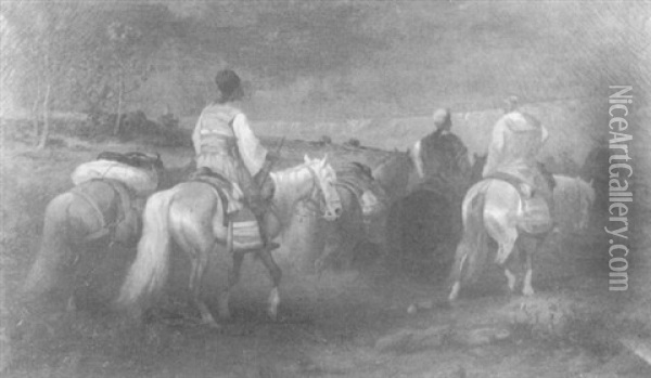 A Group Of Men On Horses Oil Painting - Scott Leighton