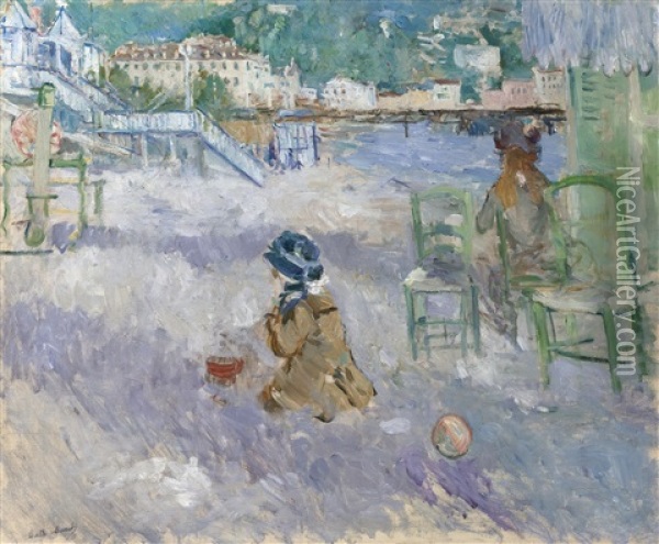 Plage De Nice Oil Painting - Berthe Morisot