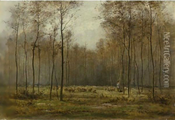 A Shepherd's Flock Oil Painting - Cesar De Cock