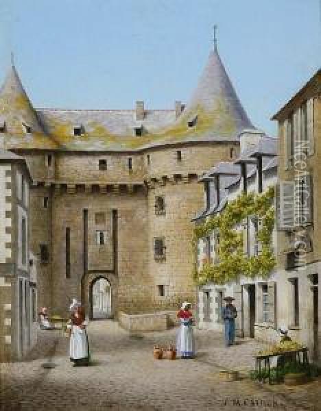 The Old Gate, Hennebon, Brittany Oil Painting - John Mulcaster Carrick