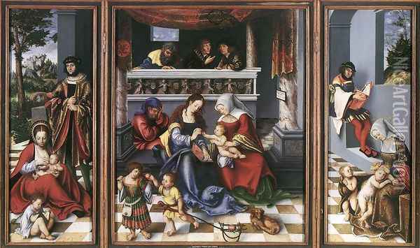 Altar Of The Holy Family (Torgau Altar) Oil Painting - Lucas The Elder Cranach