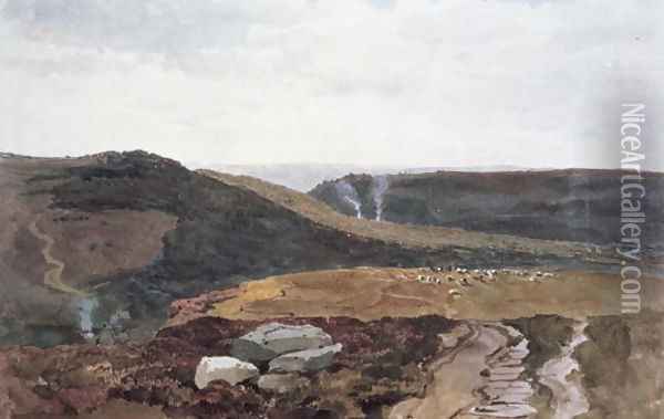 Yorkshire Fells, c.1840 Oil Painting - Peter de Wint