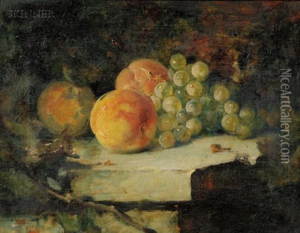 Still Life With Grapes And Peaches Oil Painting - Frederick Trapp Friis