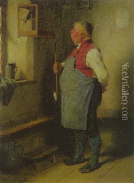 Wirt Mit Vogel Oil Painting - Hugo Wilhelm Kauffmann