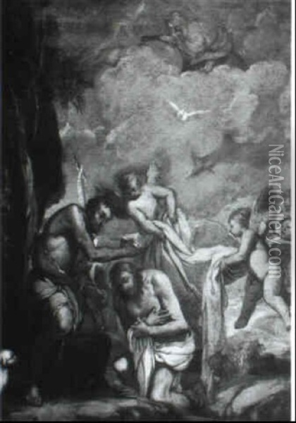 The Baptism Of Christ Oil Painting - Giulio Carpioni