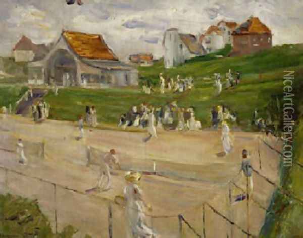Tennis Court with Players Oil Painting - Max Liebermann