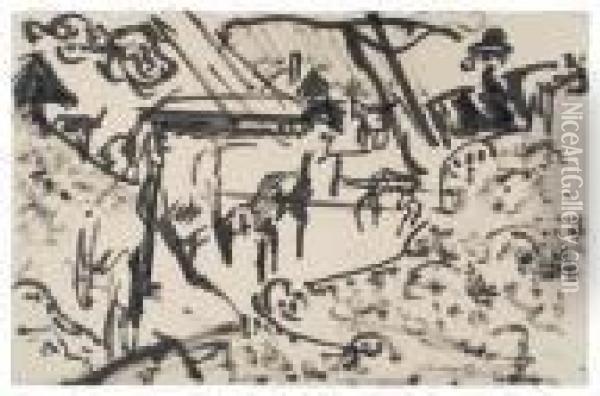 Hirte Mit Herde Oil Painting - Ernst Ludwig Kirchner