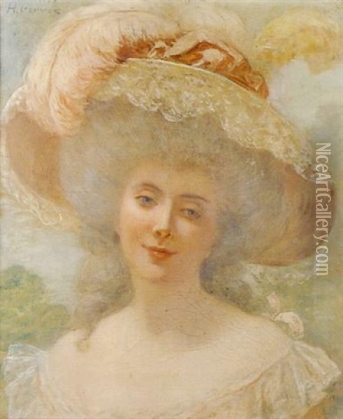 Elegante Au Chapeau De Dentelle Oil Painting - Henri Gervex