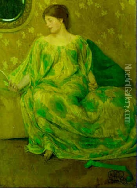 Seated Woman Oil Painting - Leandro Ramon Garrido