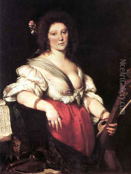 The Viola da Gamba Player Oil Painting - Bernardo Strozzi