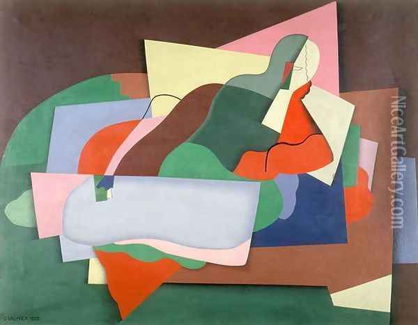 Reclining Man, 1925 Oil Painting - Georges Valmier