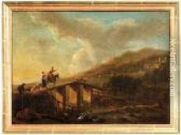 A Bridge And Shepherds Oil Painting - Jan Asselyn