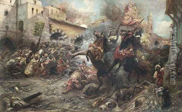Arabs in Battle Oil Painting - Georges Jules Victor Clairin