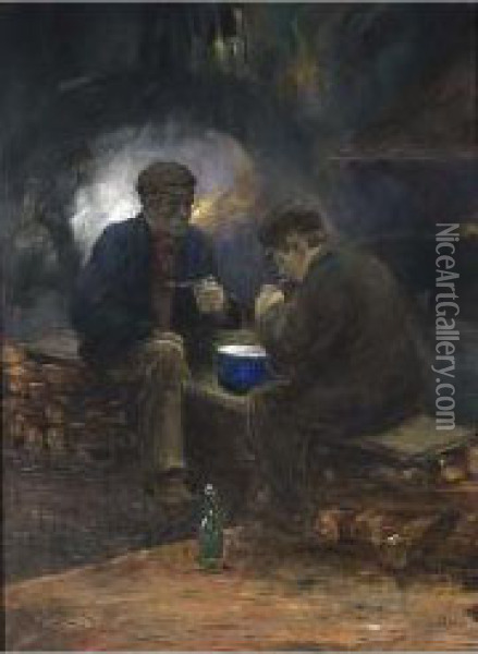 Schaftende Arbeiders Oil Painting - Herman Heijenbrock