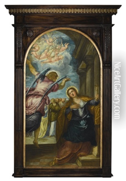 The Angel Foretelling Saint Catherine Of Alexandria Of Her Martyrdom Oil Painting -  Tintoretto