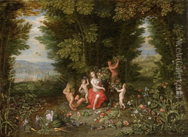 Allegory Of The Earth Oil Painting - Ferdinand van Kessel