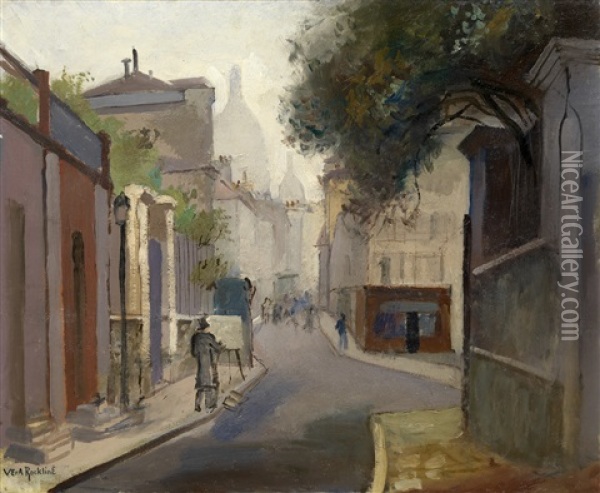 Parisian Street Scene Oil Painting - Vera Rockline