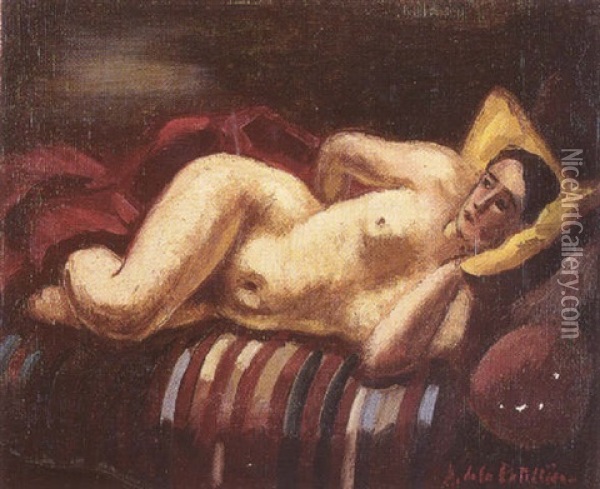 Nu Feminin A La Couverture Rouge Oil Painting - Amedee Marie Dominique Dubois de La Patelliere