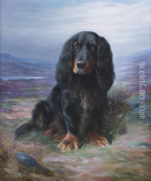 Cocker Spaniel In A Highland Landscape Oil Painting - Lilian Cheviot
