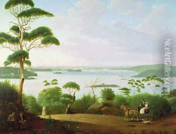 Sydney Harbour looking towards Sydney Oil Painting - Jacob Janssen