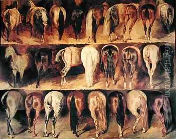 Horses Hindquarters Oil Painting - Theodore Gericault