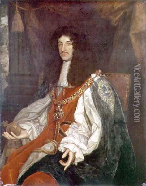 Portrait of Charles II (1630-85) c.1660-65 Oil Painting - John Michael Wright