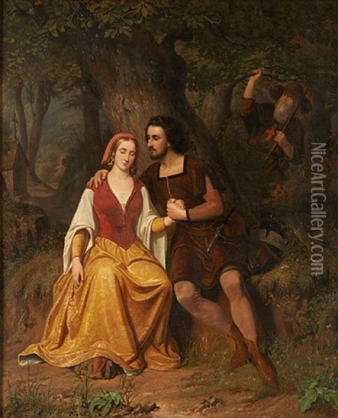 La Romance Surprise Oil Painting - Charles Soubre