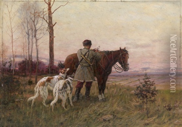 Before The Hunt Oil Painting - Efim A. Tikhmenev