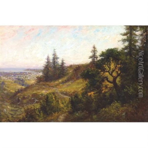 A View Of Downtown Santa Cruz From Beacon Hill Oil Painting - Frank Lucien Heath