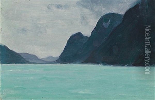La Riviere Vefsna (helgeland) Norvege Oil Painting - Clarence Alphonse Gagnon