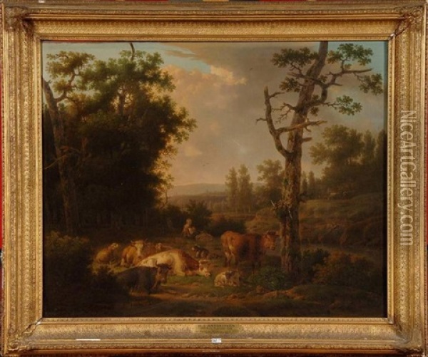 Le Repos Du Troupeau Oil Painting - Hendrick Joseph Anthonissen
