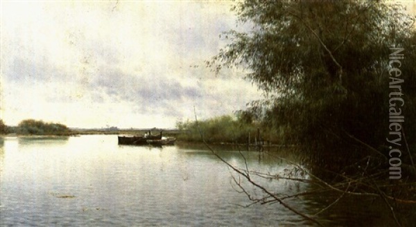 On The River De Huelva, Near Seville Oil Painting - Emilio Sanchez-Perrier