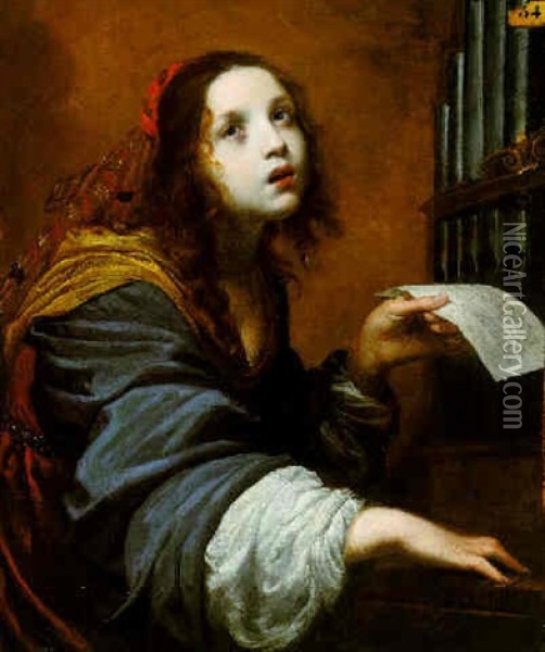 Saint Cecilia Oil Painting - Felice (il Risposo) Fischerelli