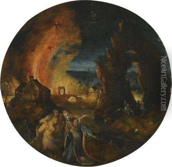 The Temptation Of Saint Anthony Oil Painting - Herri met de Bles