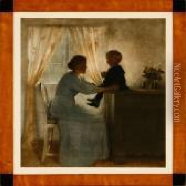Mother And Child Oil Painting - Peder Vilhelm Ilsted