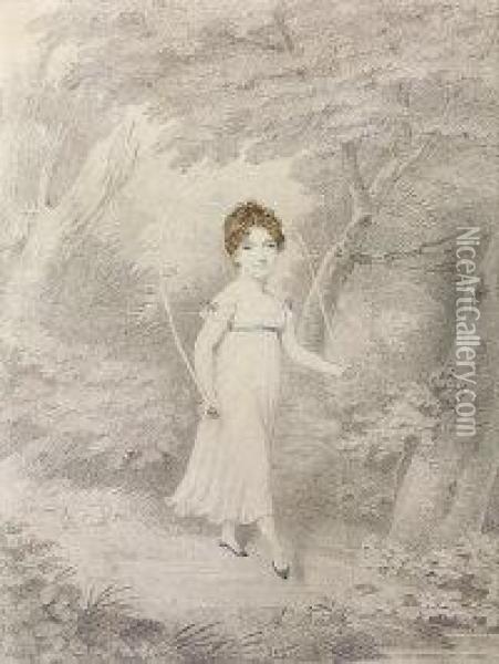 Young Girl Skipping Oil Painting - Adam Buck