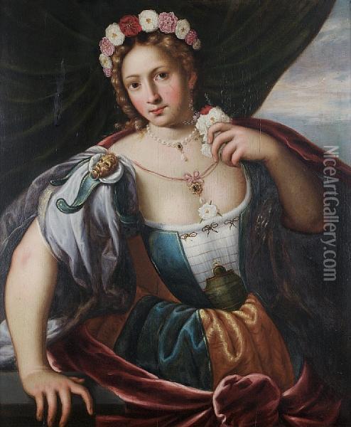 An Allegory Of Smell, One Of The Five Senses Oil Painting - Maarten de Vos