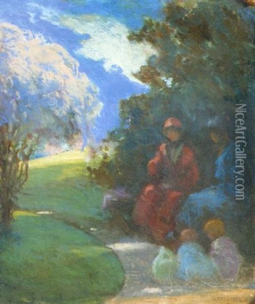 Promenade Au Parc Oil Painting - Nicolae Gropeanu